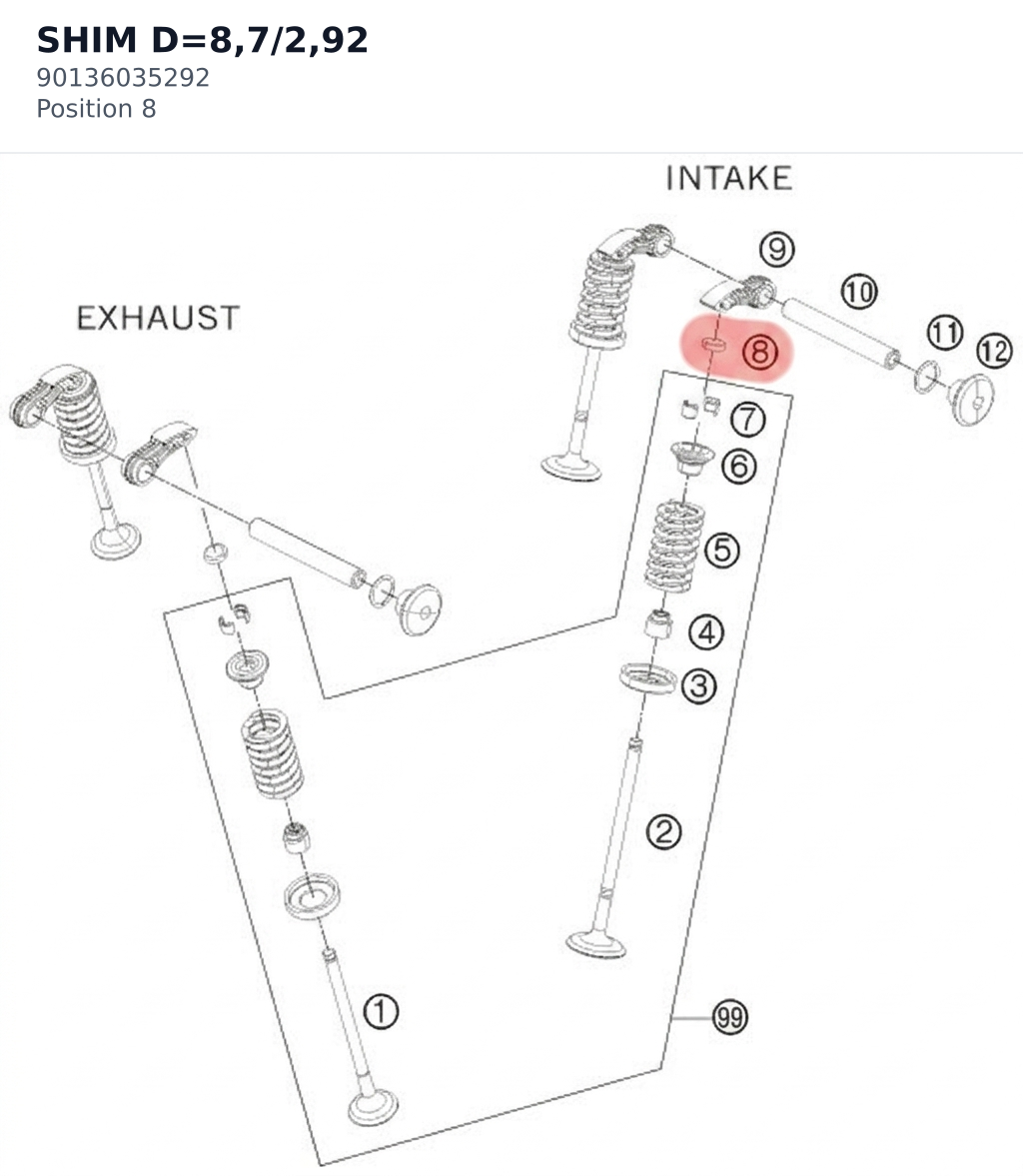 Diagram preview: SHIM D=8,7/2,92 (90136035292)