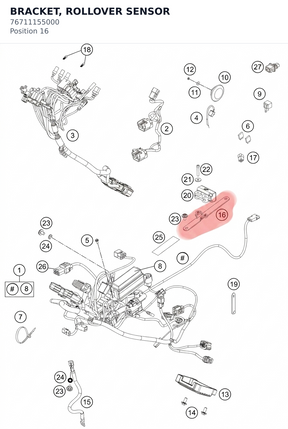Diagram preview: BRACKET, ROLLOVER SENSOR (76711155000)