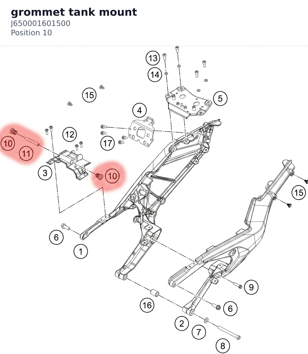 Diagram preview: grommet tank mount (J650001601500)