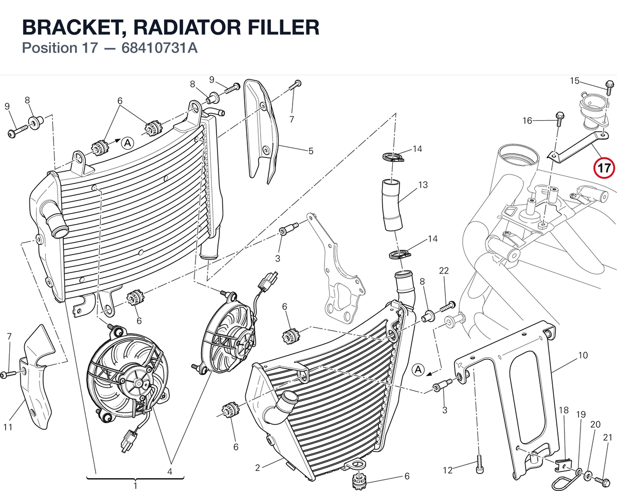 BRACKET, RADIATOR FILLER 68410731A diagram position