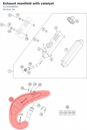 Diagram preview: Exhaust manifold with catalyst (51705009000)