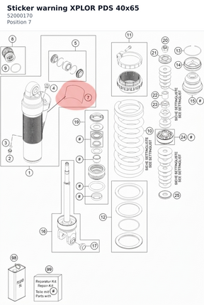 Diagram preview: Sticker warning XPLOR PDS 40x65 (52000170)