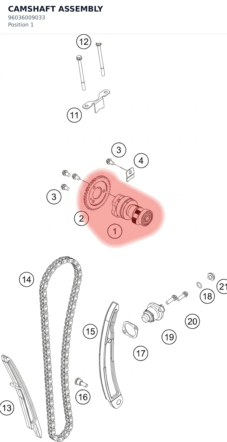 Diagram preview: CAMSHAFT ASSEMBLY (96036009033)