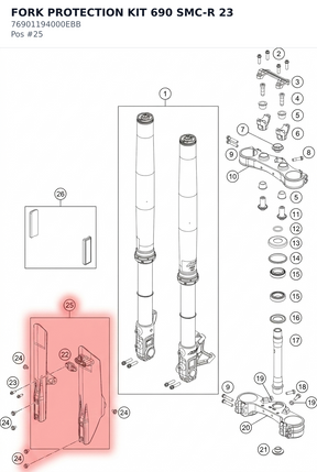 Diagram preview: FORK PROTECTION KIT 690 SMC-R 23 (76901194000EBB)