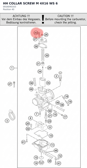 Diagram preview: HH COLLAR SCREW M 4X16 WS 6 (0016040163)