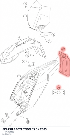 Diagram preview: SPLASH PROTECTION 65 SX   2009 (46206010000)