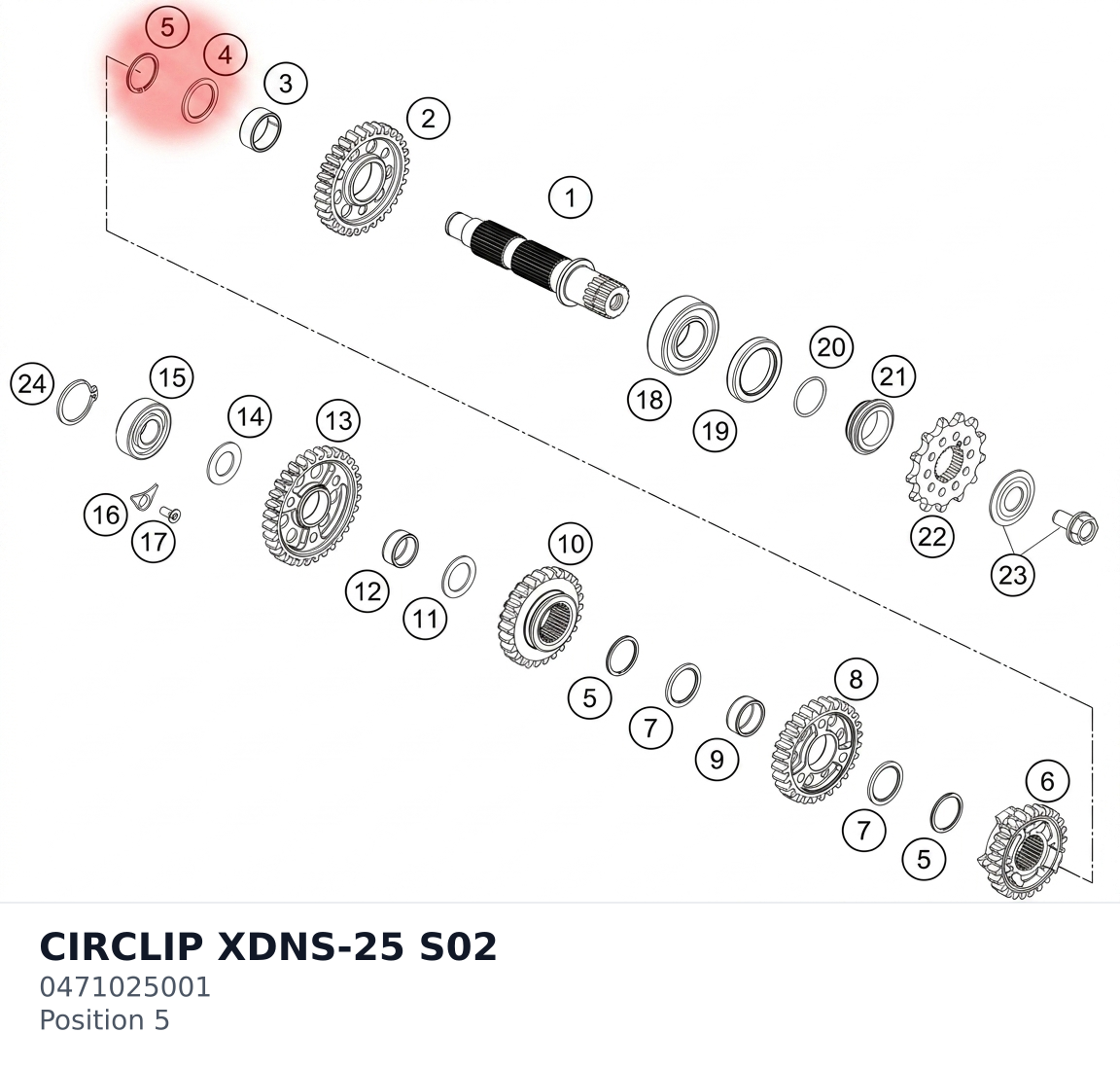 Diagram preview: CIRCLIP XDNS-25 S02 (0471025001)