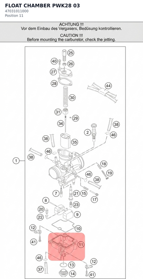 Diagram preview: FLOAT CHAMBER PWK28         03 (47031011000)