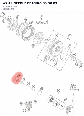 Diagram preview: AXIAL NEEDLE BEARING 85 SX  03 (47032098000)