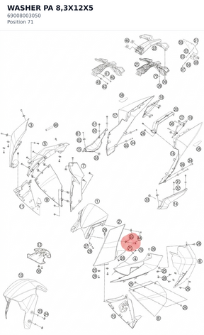 Diagram preview: WASHER PA 8,3X12X5 (69008003050)
