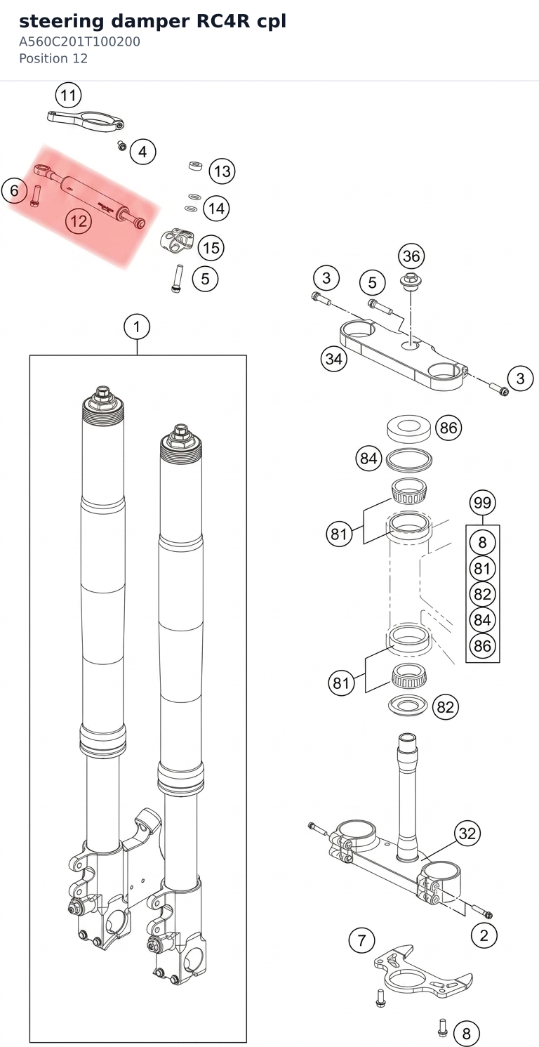 Diagram preview: steering damper RC4R cpl (A560C201T100200)