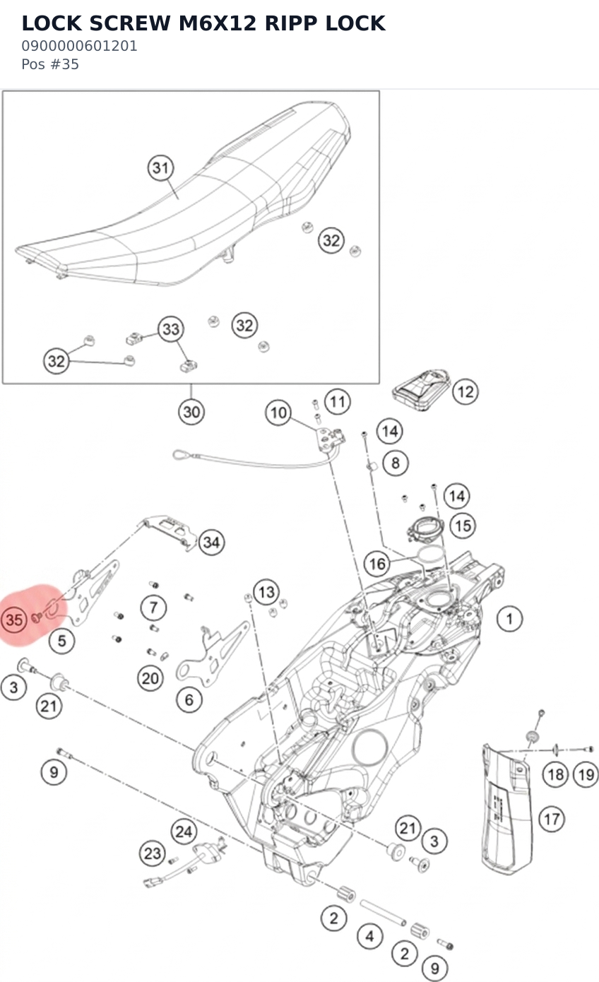 Diagram preview: LOCK SCREW M6X12 RIPP LOCK (0900000601201)