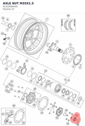 Diagram preview: AXLE NUT M35X1.5 (61310086000)