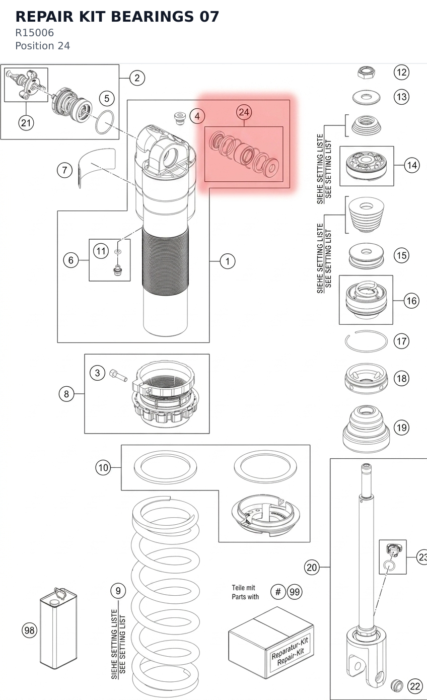 Diagram preview: REPAIR KIT BEARINGS         07 (R15006)