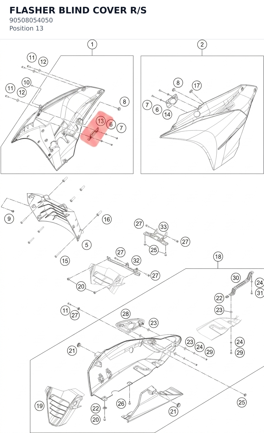 Diagram preview: FLASHER BLIND COVER R/S (90508054050)