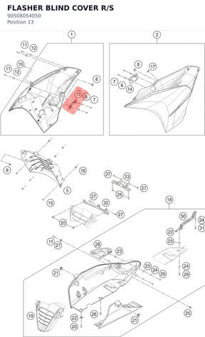 Diagram preview: FLASHER BLIND COVER R/S (90508054050)