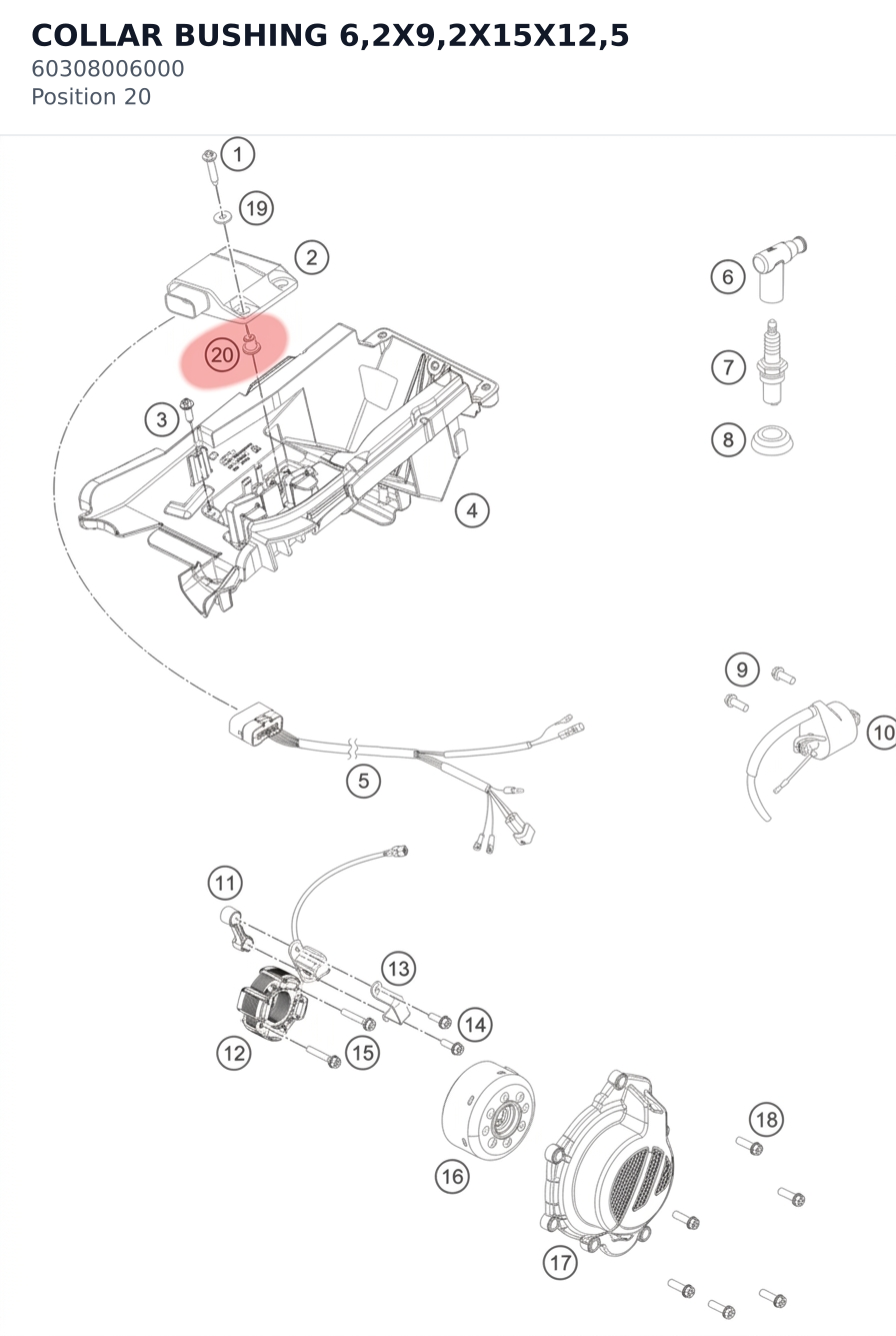 Diagram preview: COLLAR BUSHING 6,2X9,2X15X12,5 (60308006000)