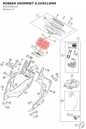 Diagram preview: RUBBER GROMMET 6,5X9X13MM (60035069100)