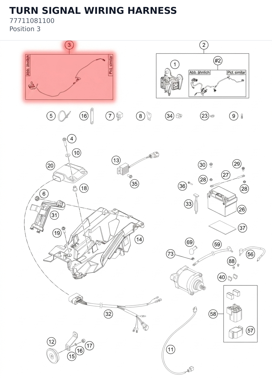 Diagram preview: TURN SIGNAL WIRING HARNESS (77711081100)