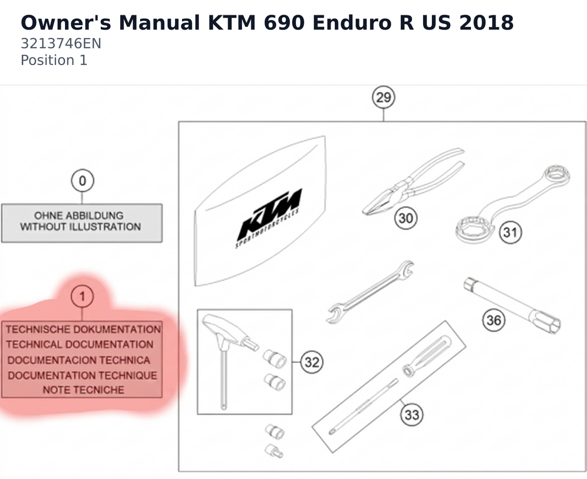 Diagram preview: Owner's Manual KTM 690 Enduro R US 2018 (3213746EN)