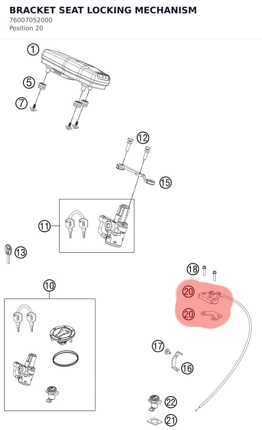 Diagram preview: BRACKET SEAT LOCKING MECHANISM (76007052000)