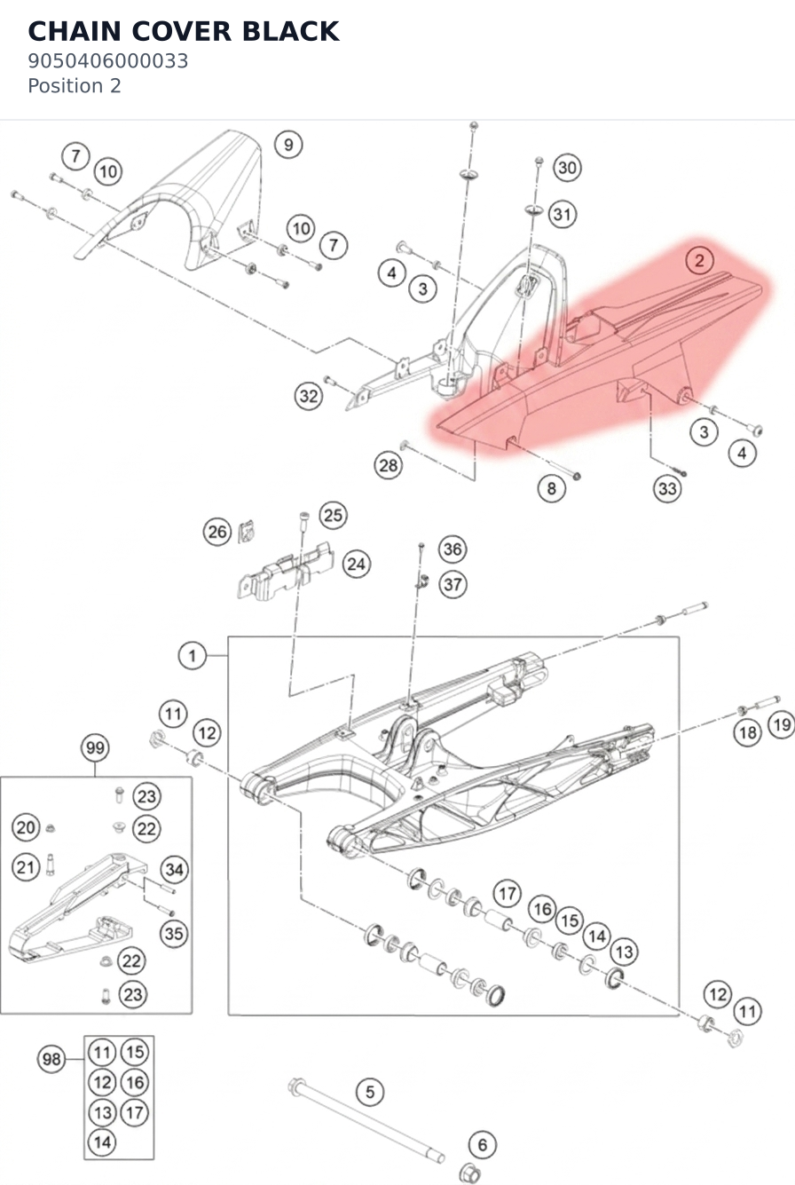Diagram preview: CHAIN COVER BLACK (9050406000033)