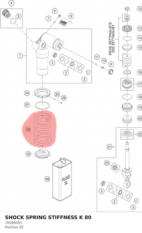 Diagram preview: SHOCK SPRING STIFFNESS K 80 (70189005)