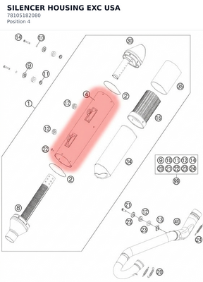 Diagram preview: SILENCER HOUSING EXC USA (78105182080)