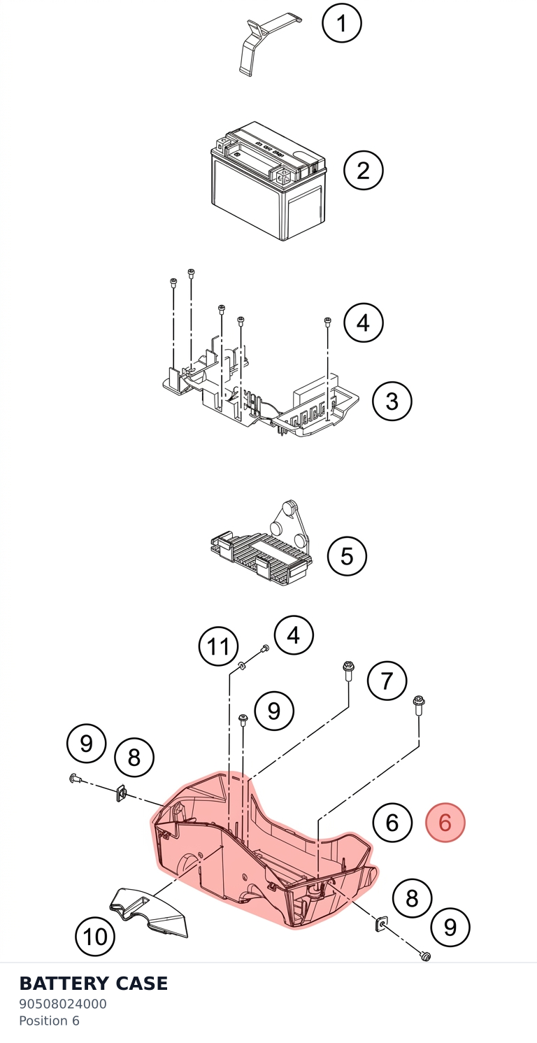 Diagram preview: BATTERY CASE (90508024000)