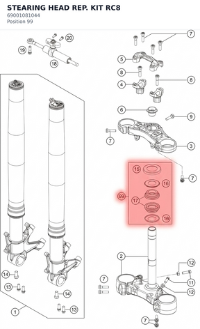 Diagram preview: STEARING HEAD REP. KIT RC8 (69001081044)