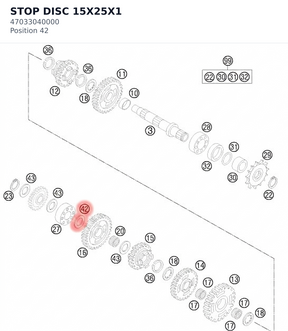 Diagram preview: STOP DISC 15X25X1 (47033040000)