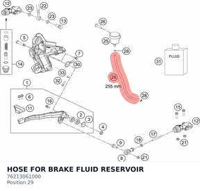 Diagram preview: HOSE FOR BRAKE FLUID RESERVOIR (76213061000)