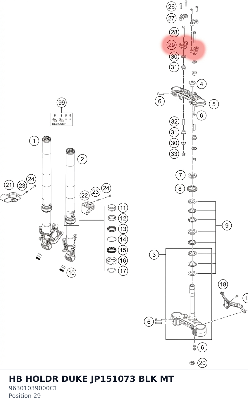 Diagram preview: HB HOLDR DUKE JP151073 BLK MT (96301039000C1)