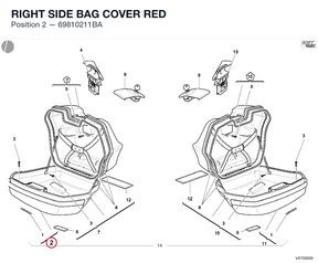 RIGHT SIDE BAG COVER RED 69810211BA diagram position
