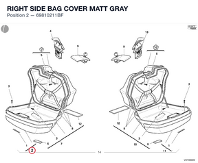 RIGHT SIDE BAG COVER MATT GRAY 69810211BF diagram position
