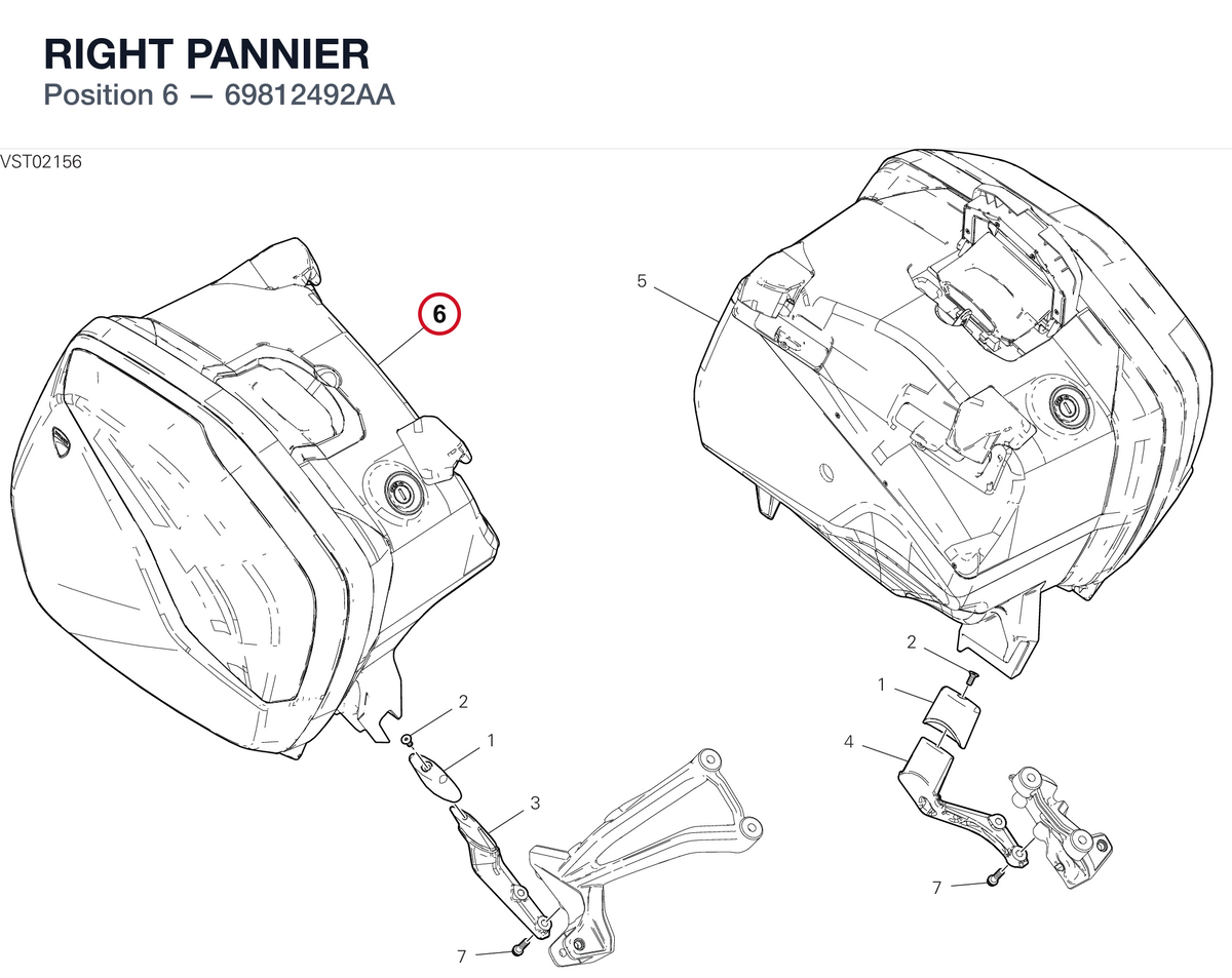 RIGHT PANNIER 69812492AA diagram position