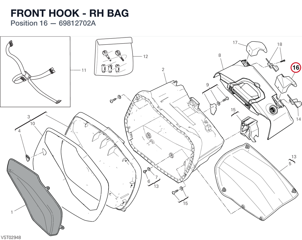 FRONT HOOK - RH BAG 69812702A diagram position