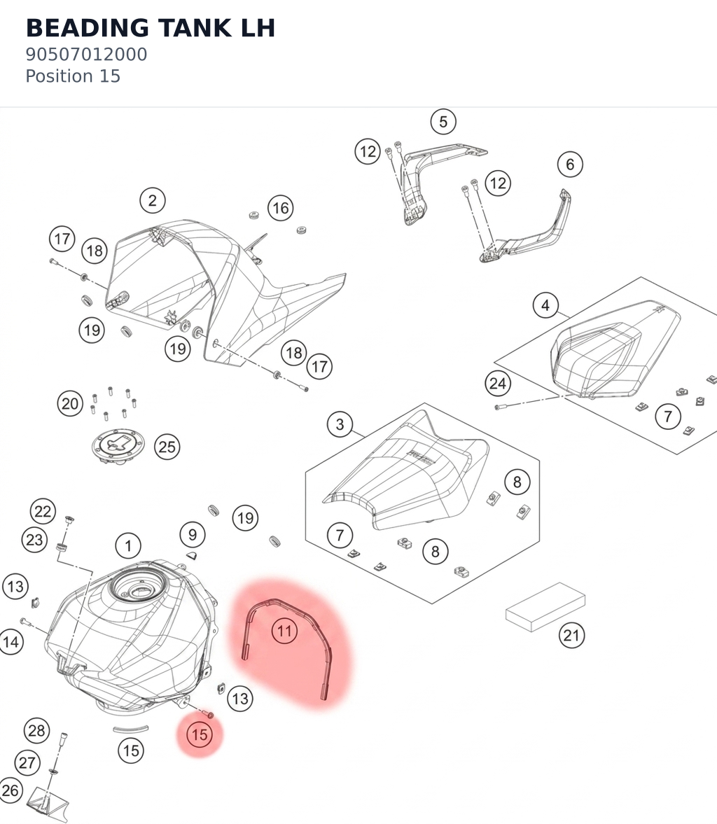 Diagram preview: BEADING TANK LH (90507012000)