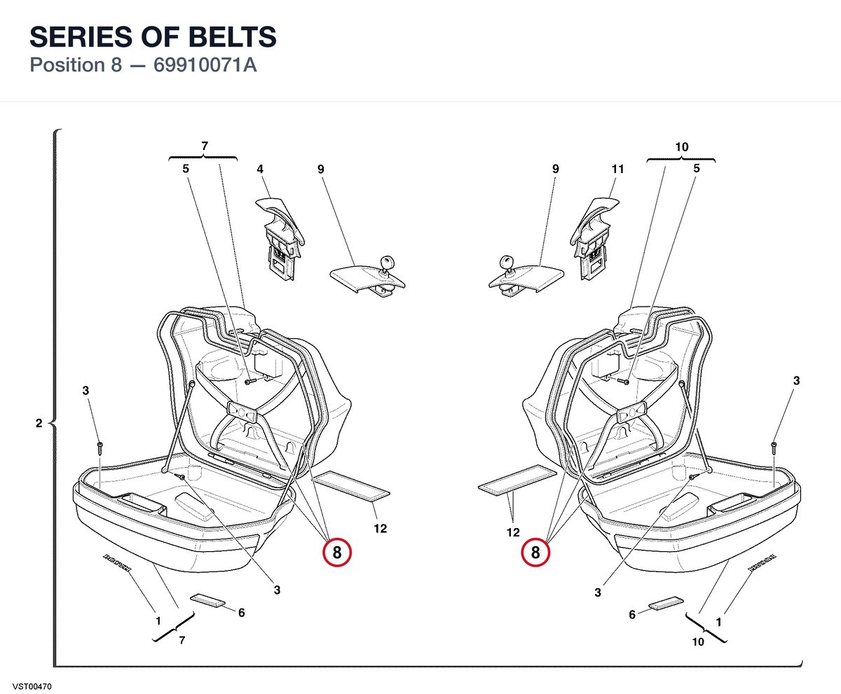 SERIES OF BELTS 69910071A diagram position