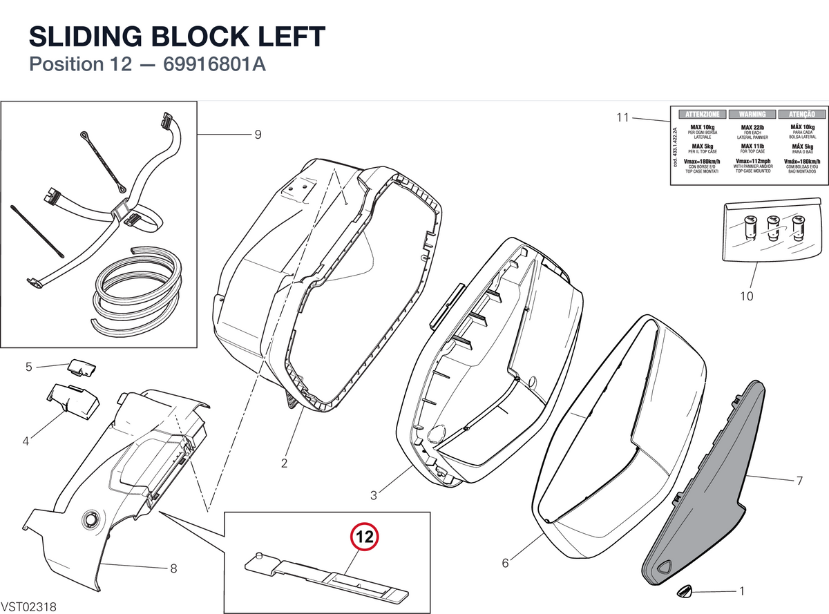 SLIDING BLOCK LEFT 69916801A diagram position
