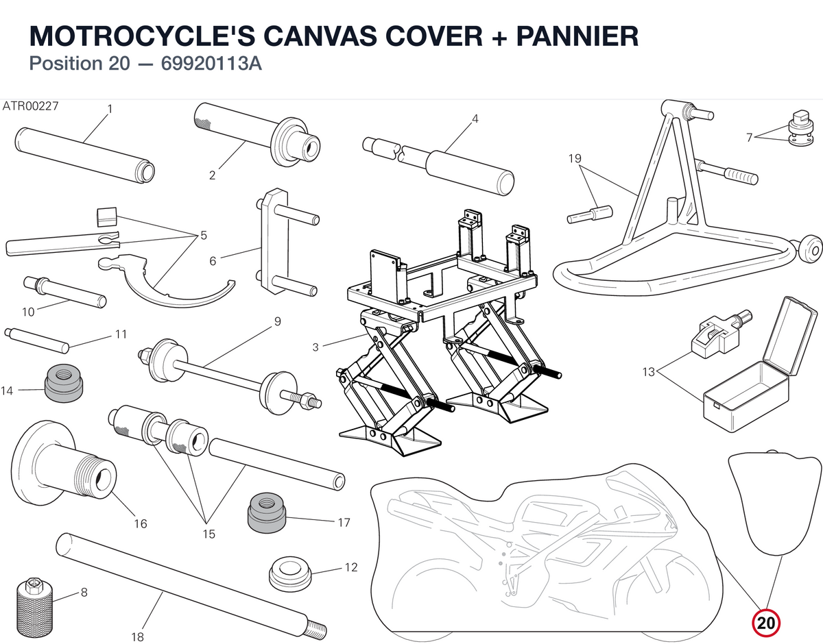 MOTROCYCLE'S CANVAS COVER + PANNIER 69920113A diagram position
