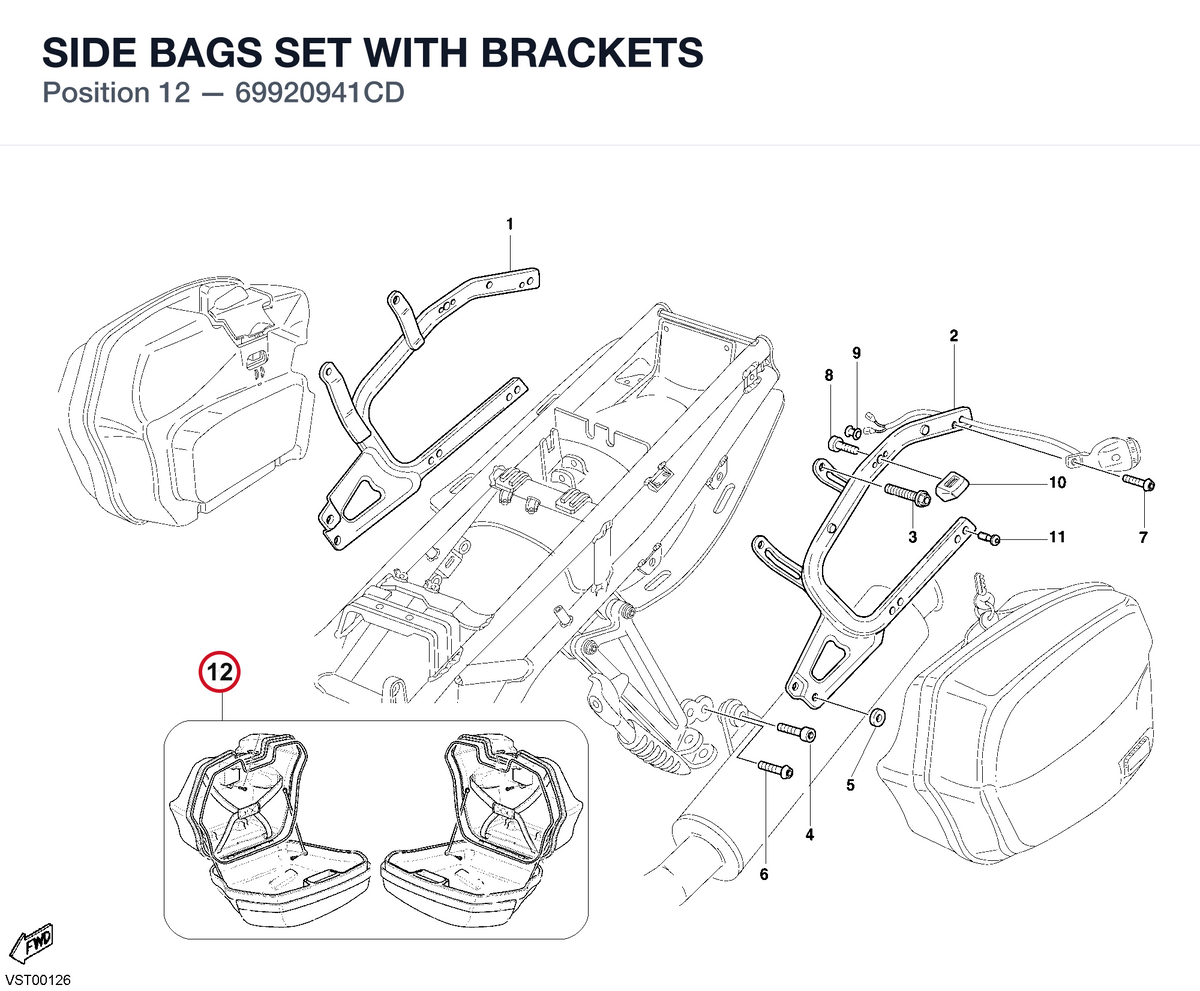 SIDE BAGS SET WITH BRACKETS 69920941CD diagram position