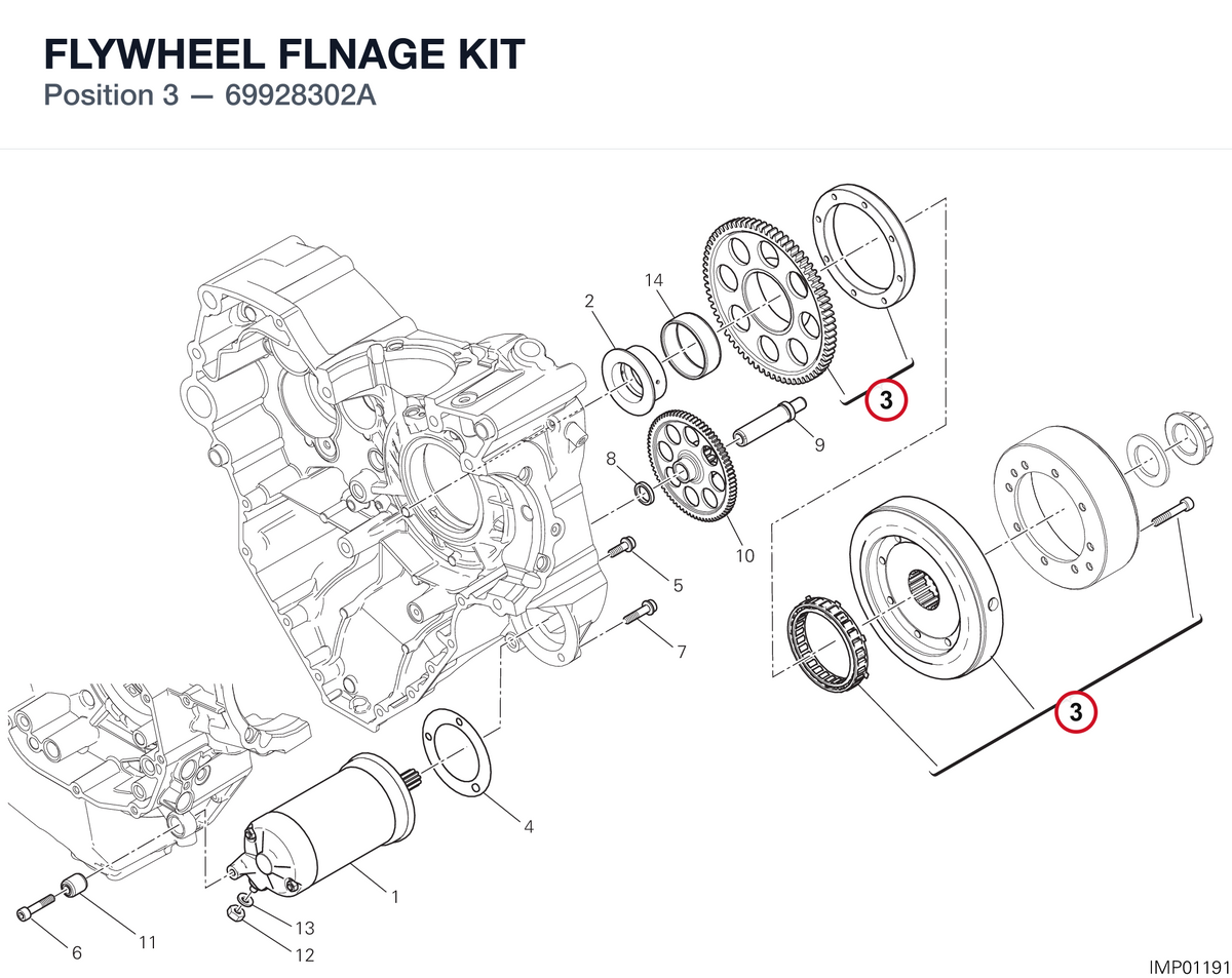 FLYWHEEL FLNAGE KIT 69928302A diagram position