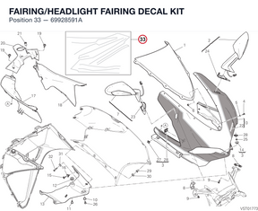 FAIRING/HEADLIGHT FAIRING DECAL KIT 69928591A diagram position
