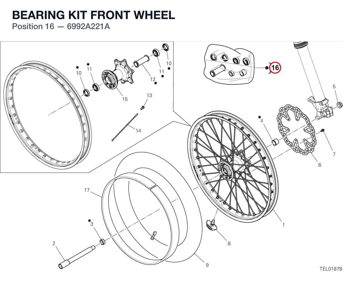 BEARING KIT FRONT WHEEL 6992A221A diagram position