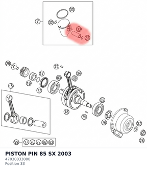 Diagram preview: PISTON PIN 85 SX          2003 (47030033000)