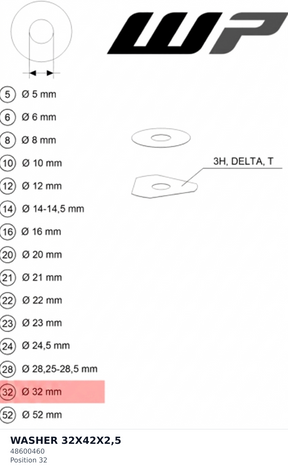 Diagram preview: WASHER 32X42X2,5 (48600460)