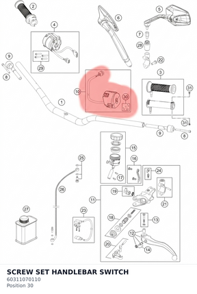 Diagram preview: SCREW SET HANDLEBAR SWITCH (60311070110)