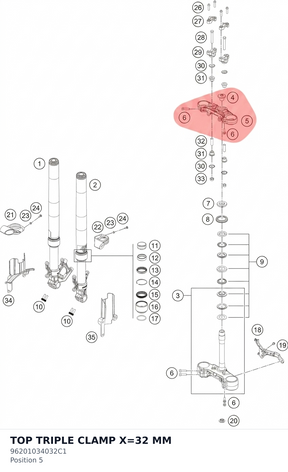 Diagram preview: TOP TRIPLE CLAMP X=32 MM (96201034032C1)