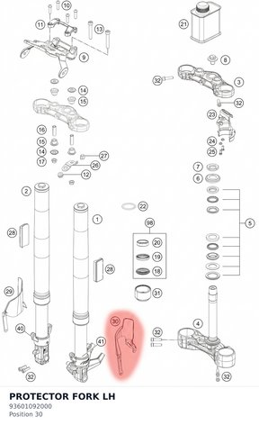 Diagram preview: PROTECTOR FORK LH (93601092000)